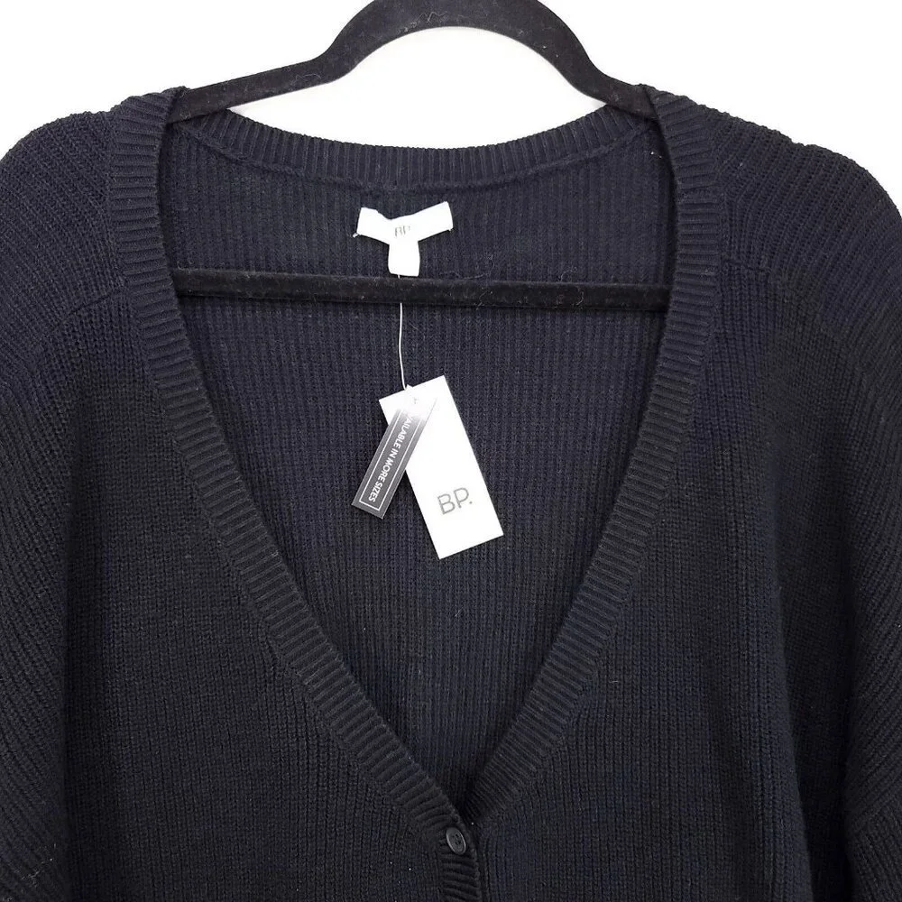 BP. Crochet Cardigan Plus Size 2X Black Button Up Cropped Long Sleeve - Picture 11 of 13